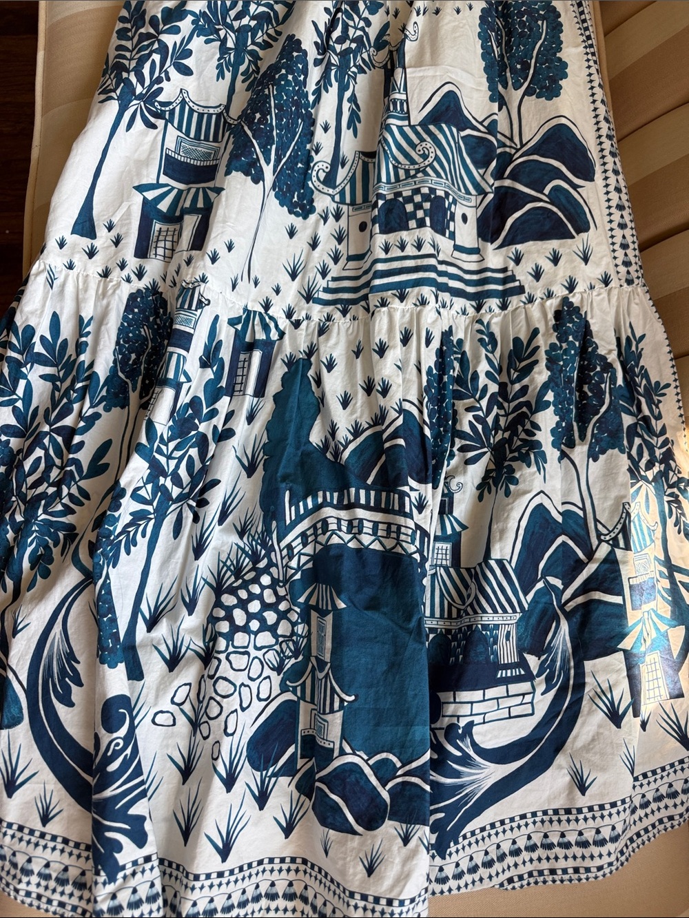 FARM Rio White Midi Dress with Navy Scenic Print - Picture 6 of 8